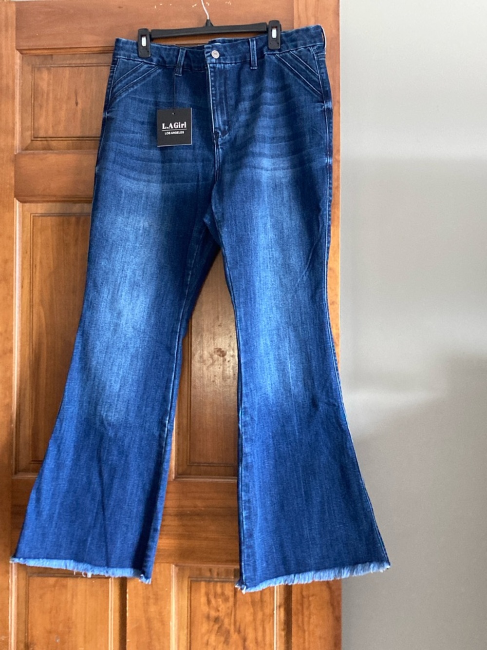 LA Girl Dark Blue Flare Jeans Wide Leg